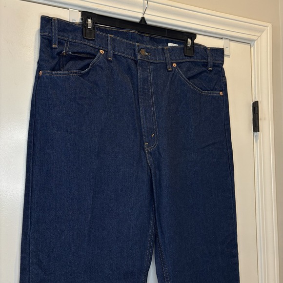 VTG 90s Levi's Jeans 505 Mens 38x32 Dark Wash Denim Orange Tab Straight Leg Blue - Picture 2 of 14